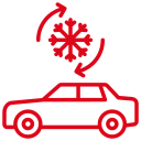 An icon of a car with a snowflake on top of it.