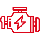 A red engine icon with a lightning bolt on it.