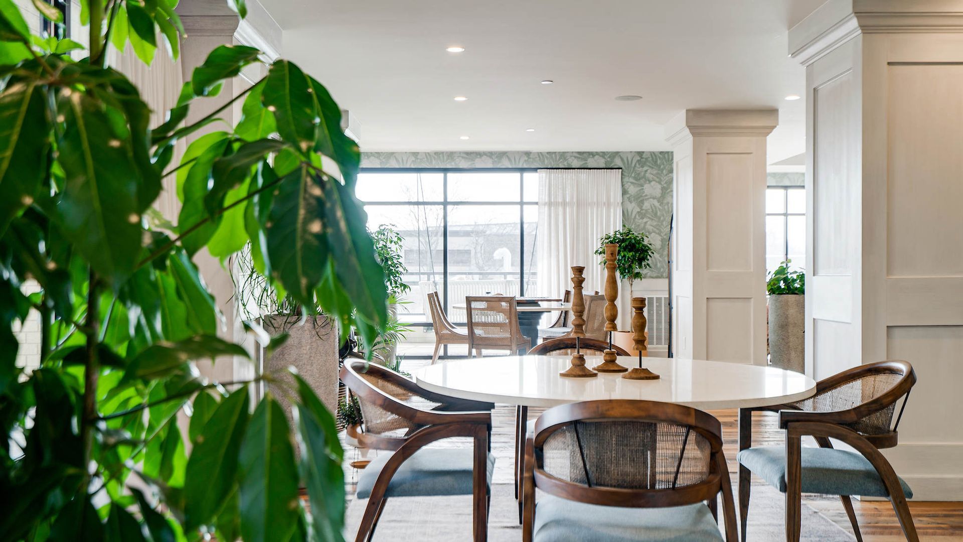 There are plenty of seating options in the Sun Room