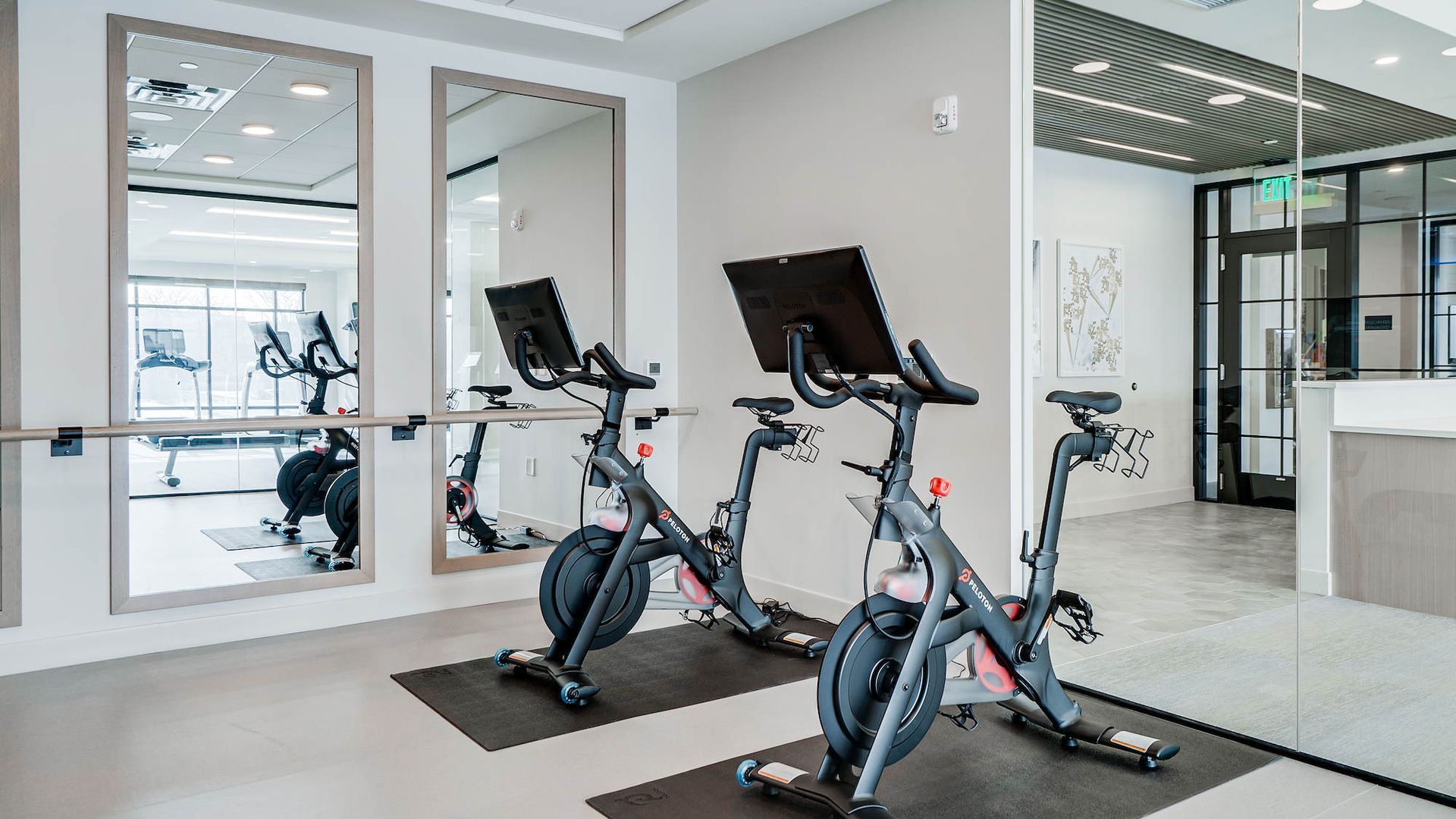 Peloton bikes in the Fitness Studio
