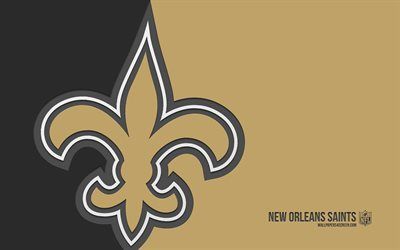 New Orleans Saints fleur-de-lis logo on a gold and black background