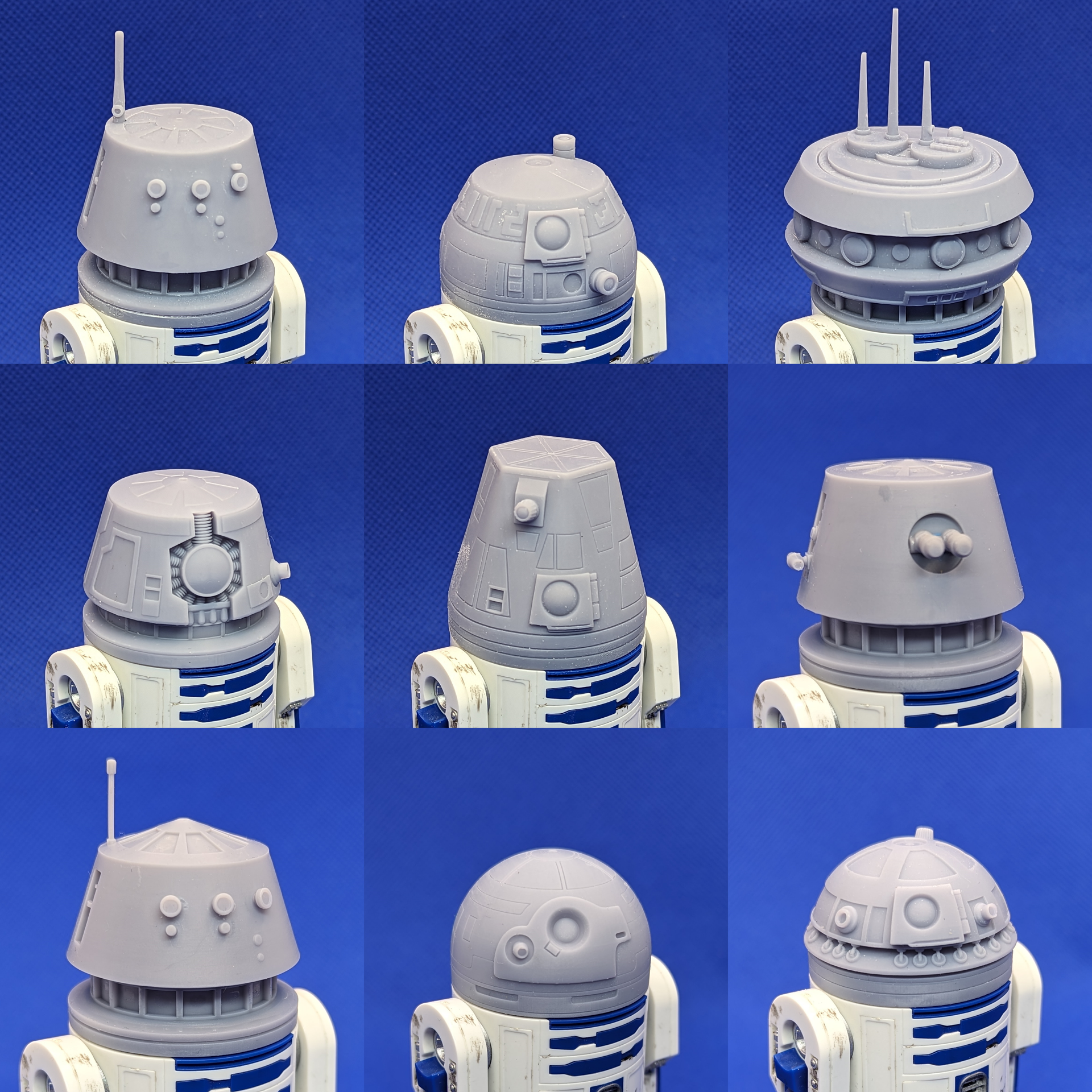 asortment of astromech domes