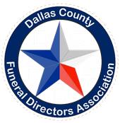 Dallas County Funeral Directors Association logo: blue and white star, blue circle, text.