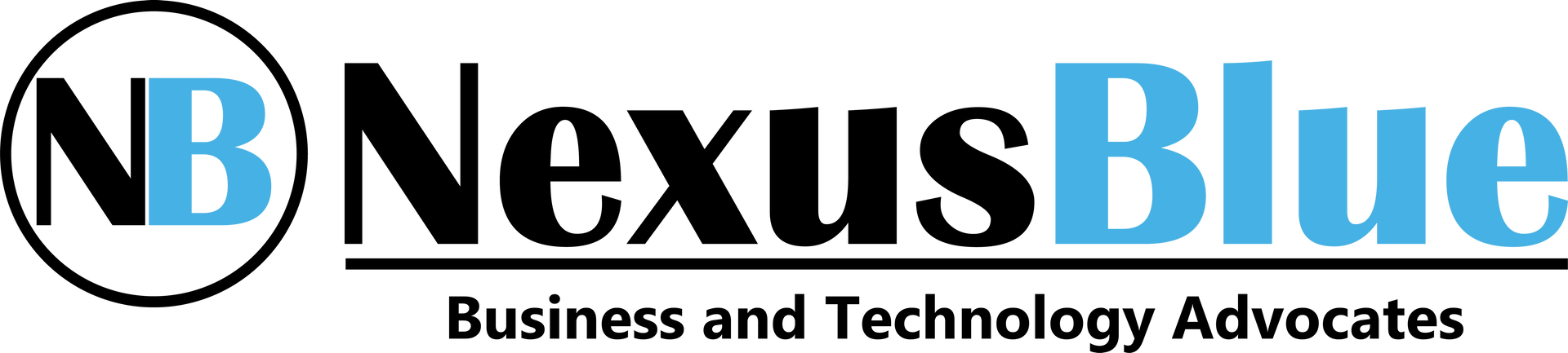 Logo for NexusBlue, a business and technology advocacy group. Black and blue color scheme.