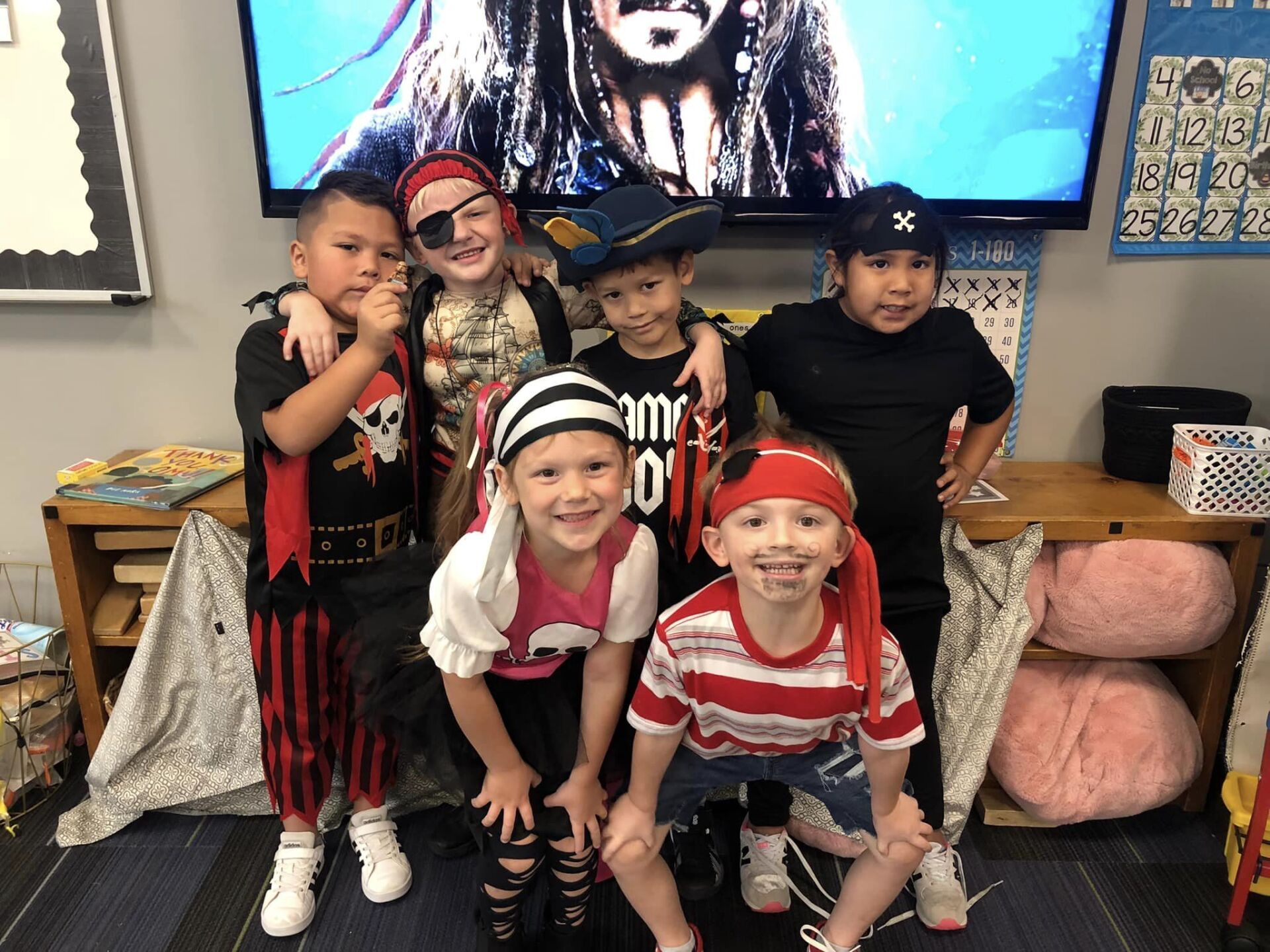 Elementary students dressed up for Pirate Day.