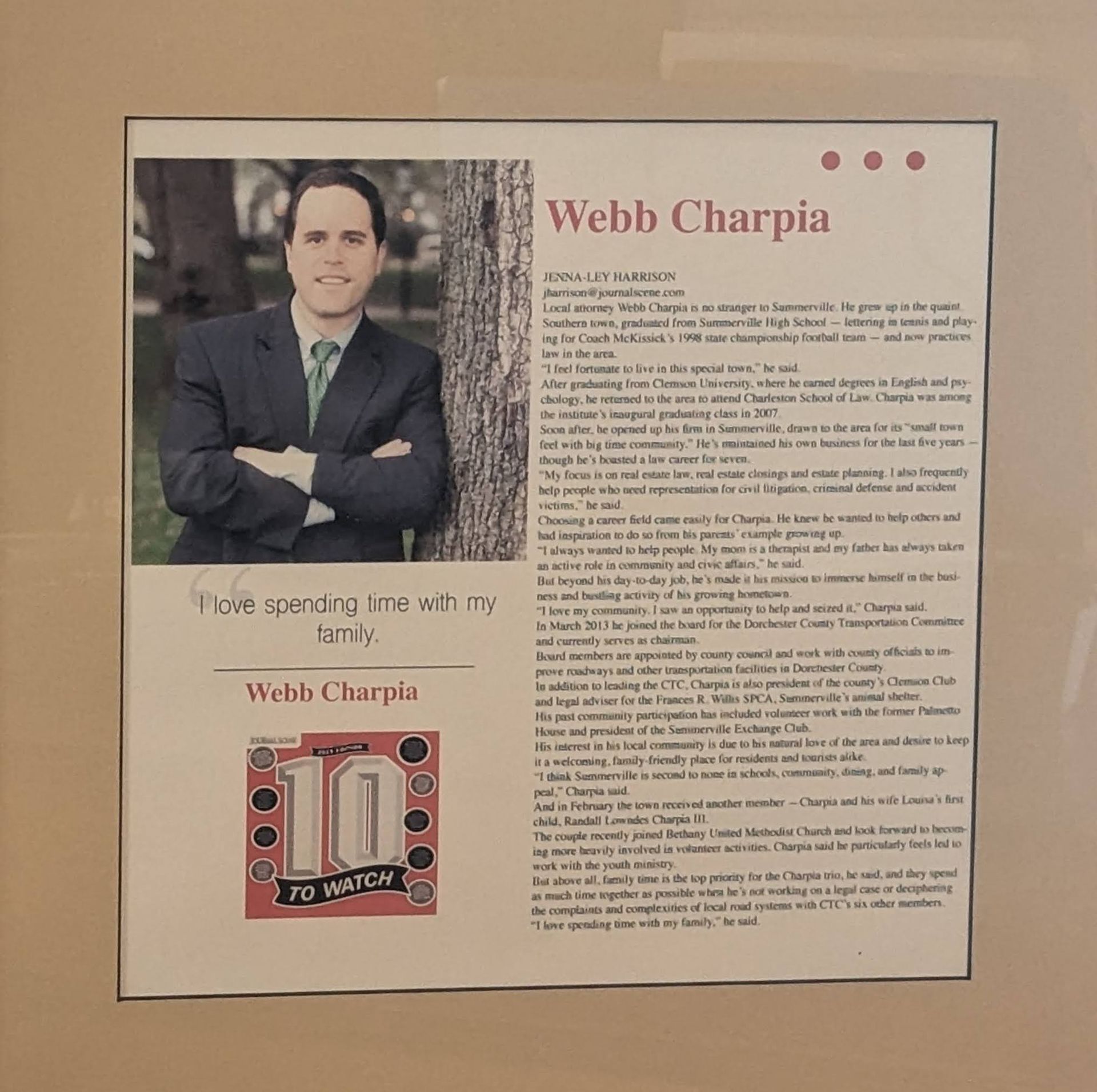 Webb Charpia On The News Letter – Summerville, SC – Charpia & Hammes, Attorneys at Law