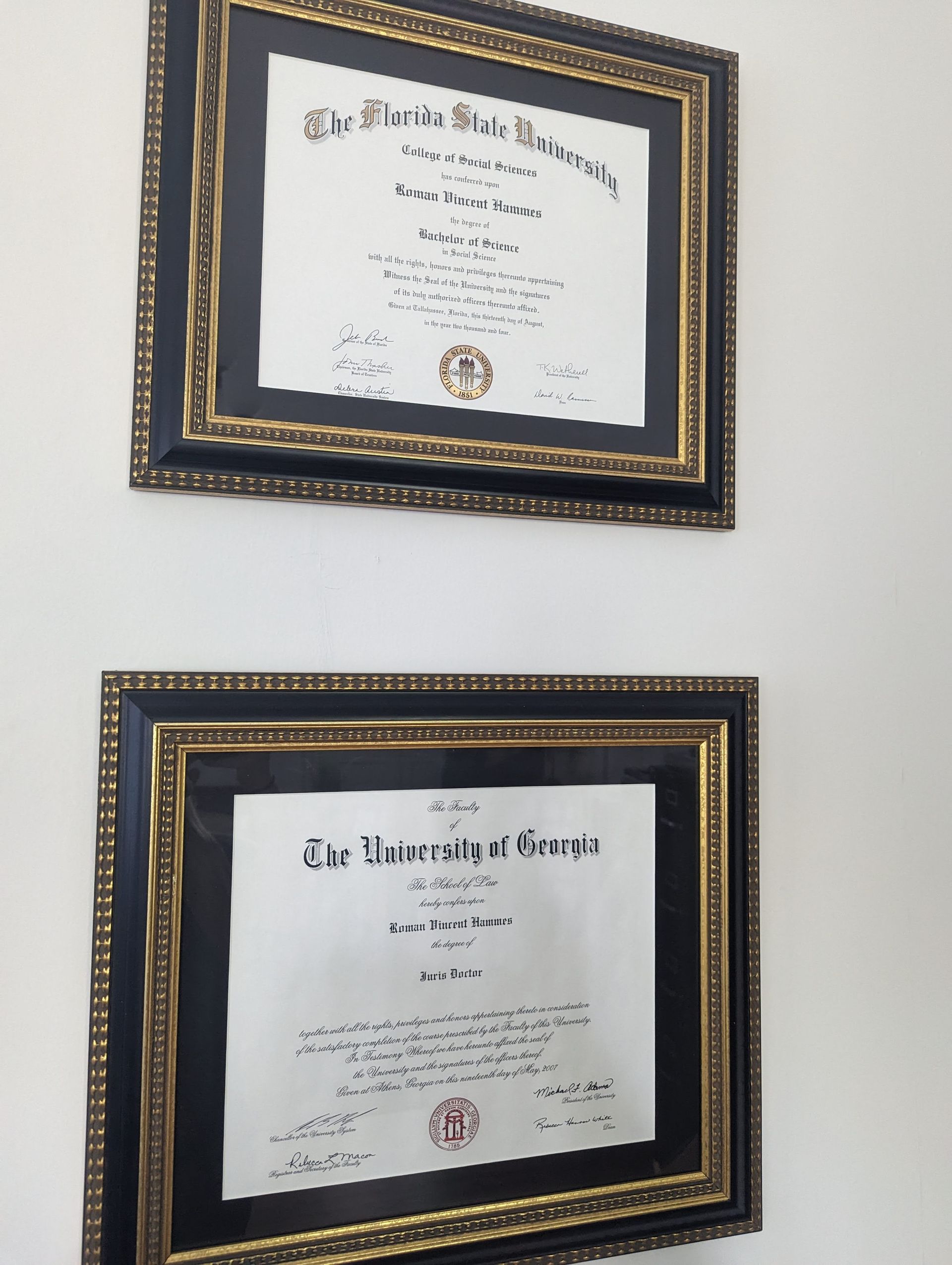 Certificates On The Wall – Summerville, SC – Charpia & Hammes, Attorneys at Law