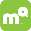 Green square logo with white lowercase “m” and a small white speech bubble/q mark in the corner