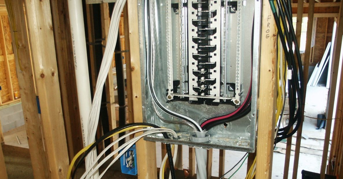 Upgraded circuit breaker panel for safe residential electrical service.