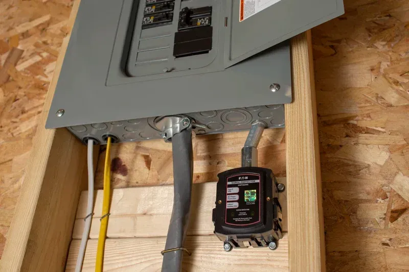 Professional installation of a whole-home surge protector in a South Carolina home.