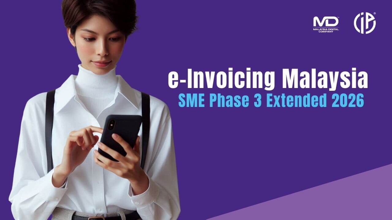 A woman is holding a tablet checking for e-invoice