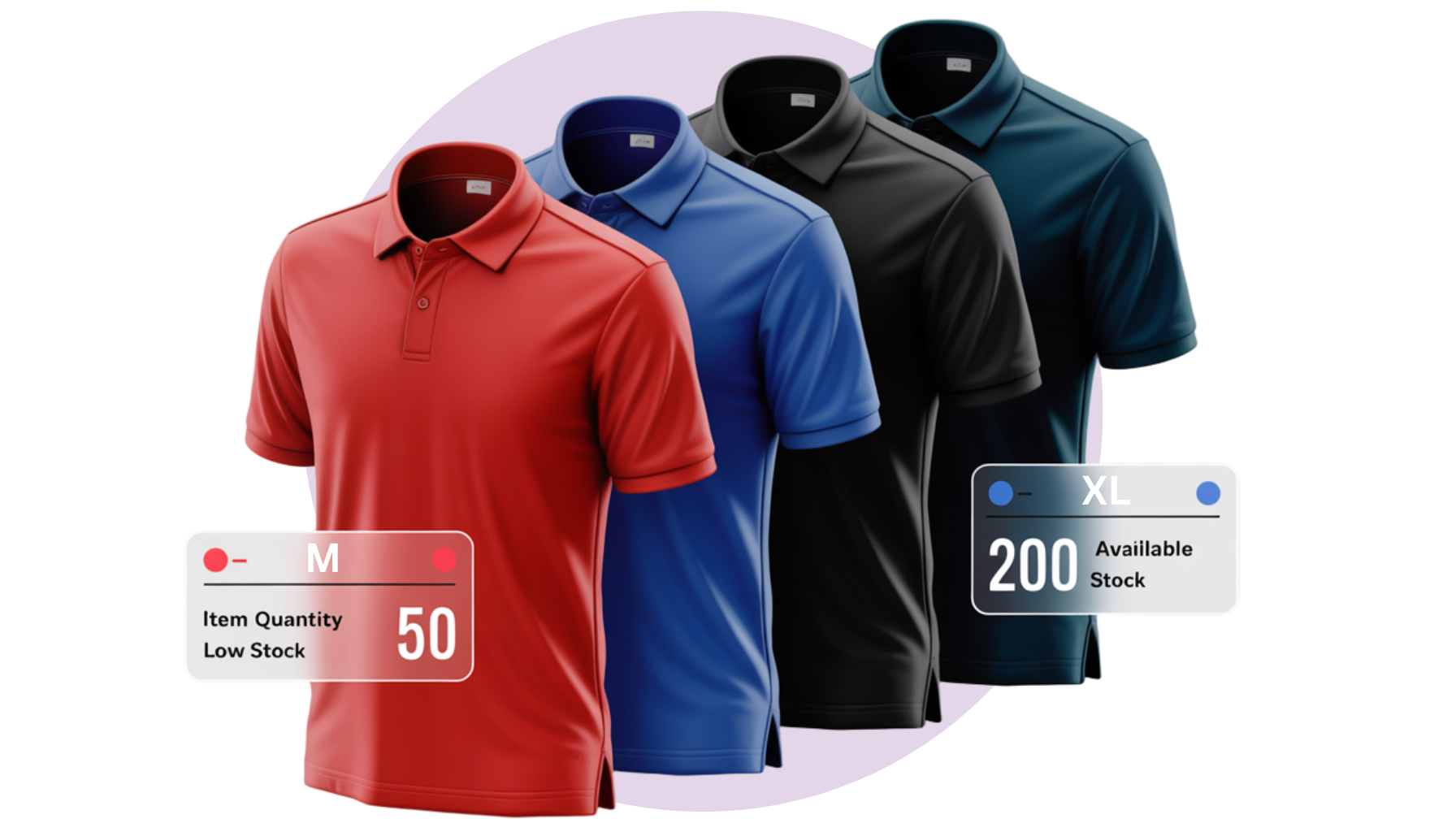 A group of polo shirts are lined up next to each other.