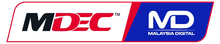 A red and blue logo for mdec malaysia digital
