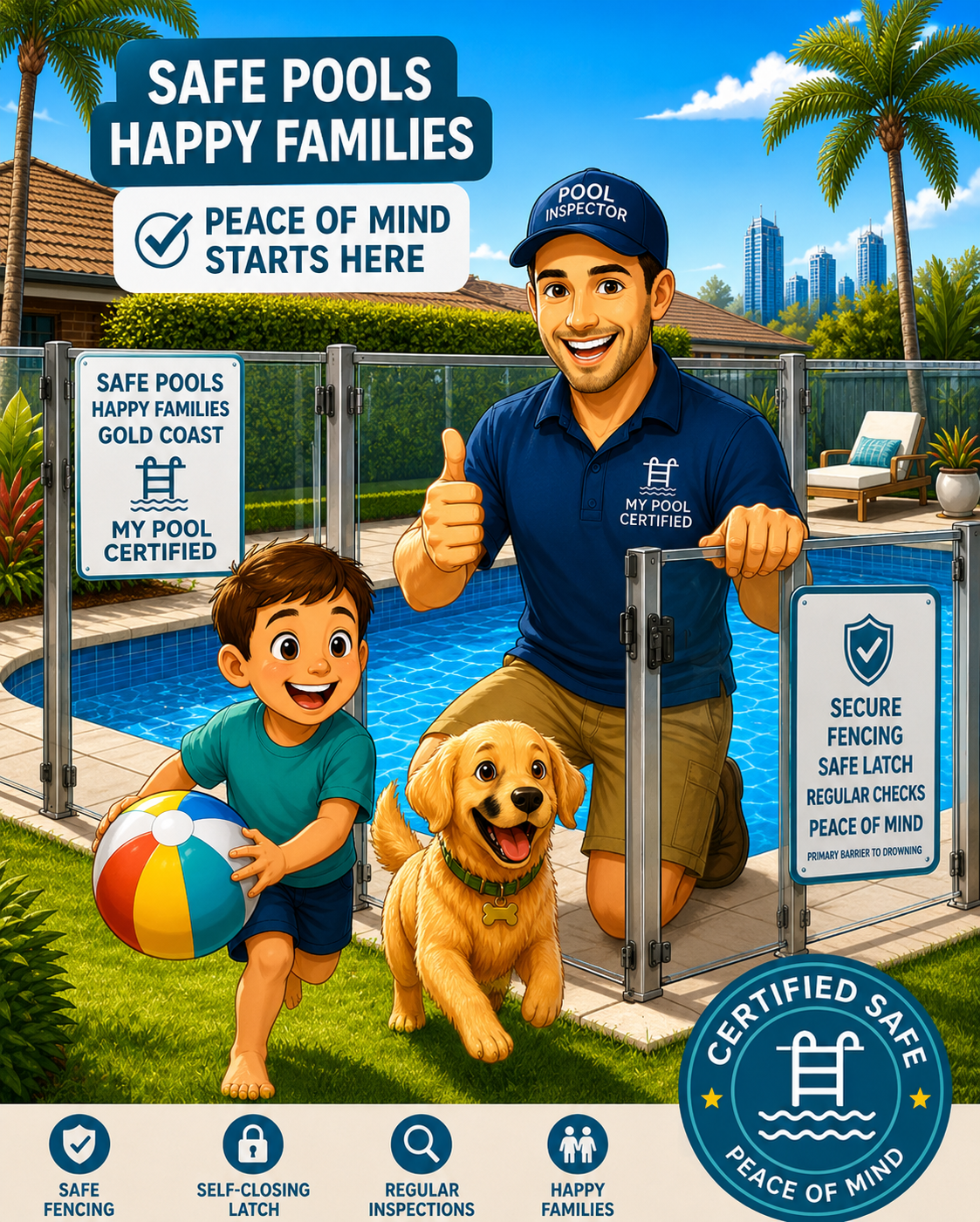 Pool Service Ad With Smiling Man — Get My Pool Certified in Burleigh Waters, QLD