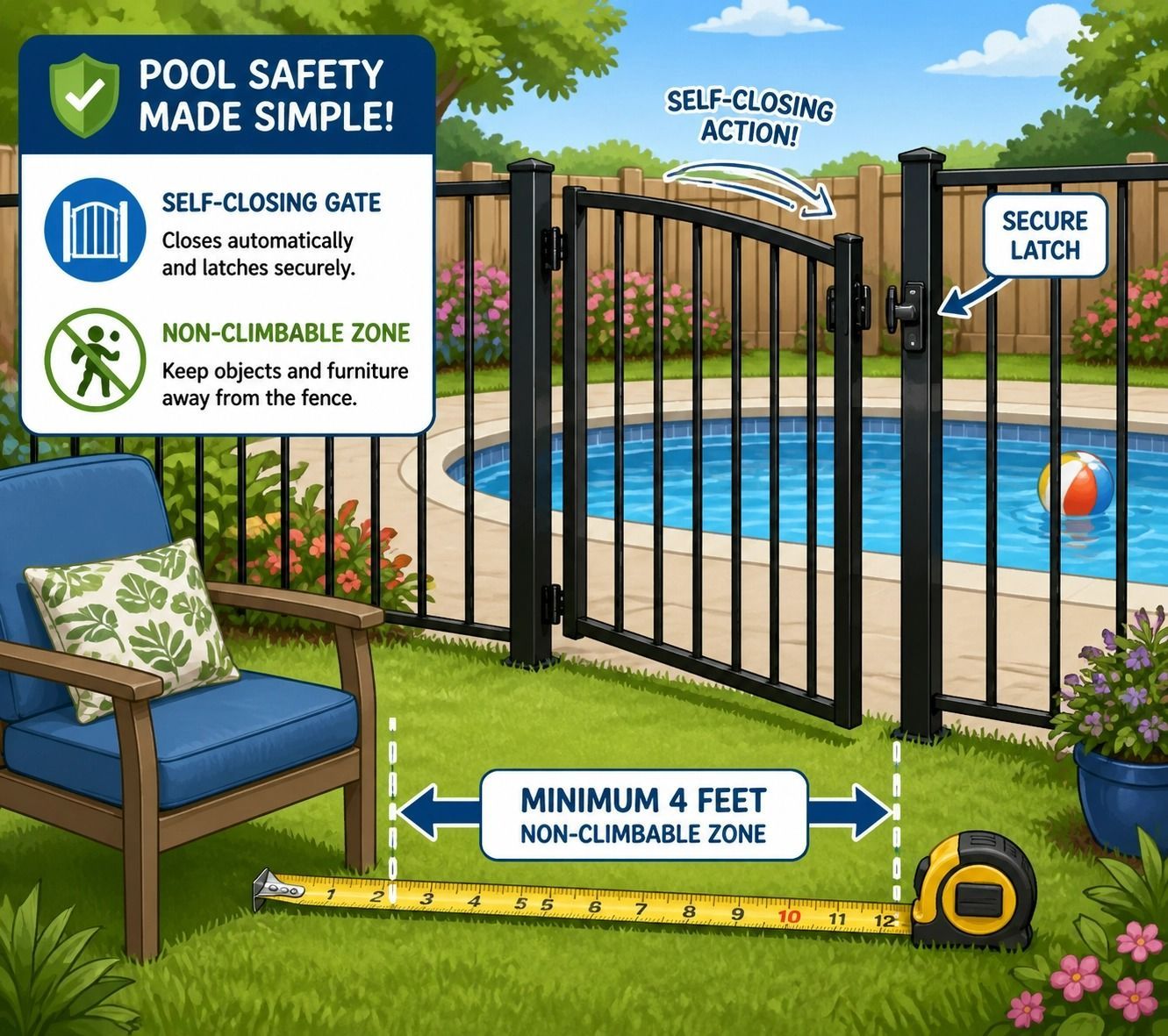 Pool Safety Sign With Self-closing Gate — Get My Pool Certified in Burleigh Waters, QLD