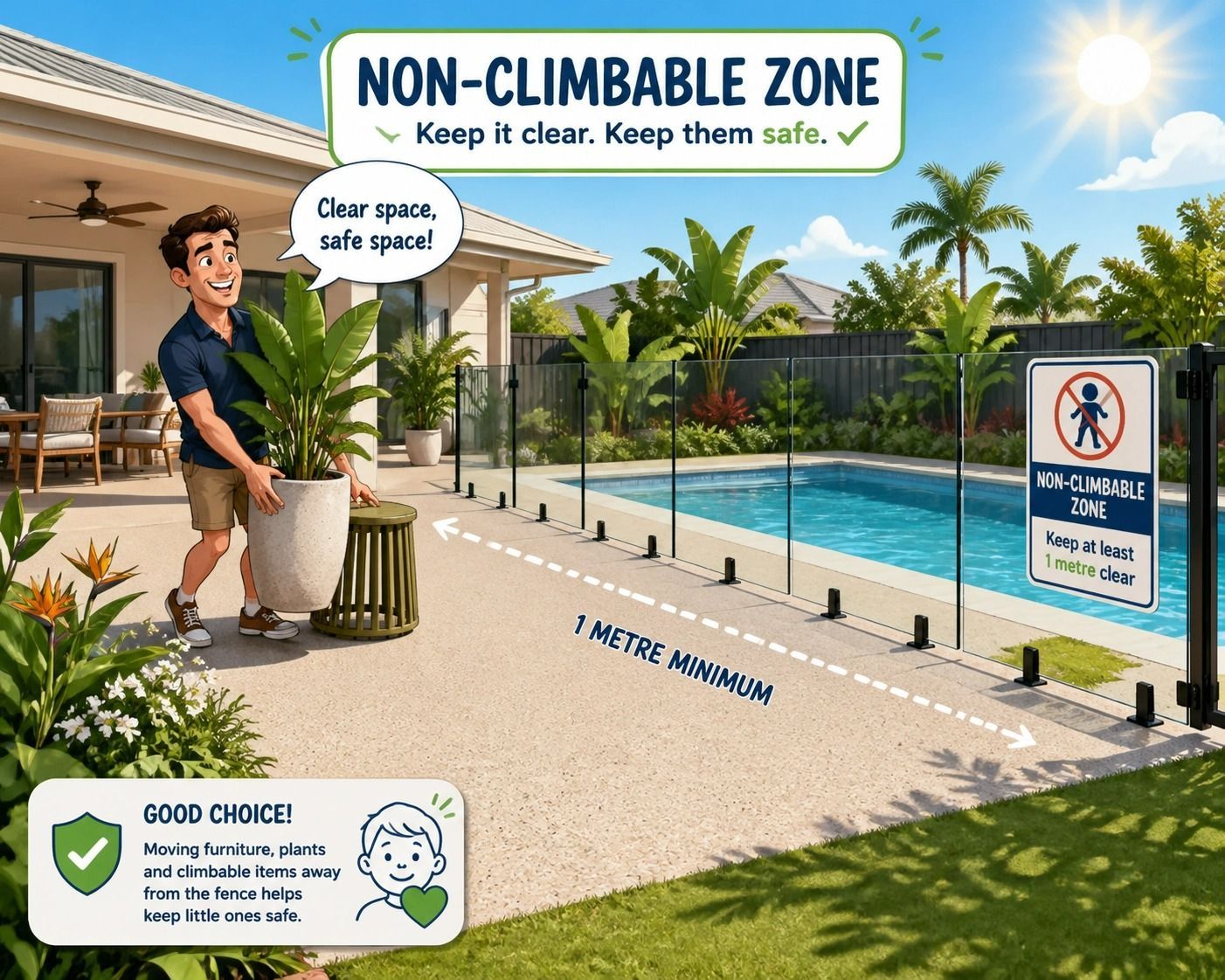 Poolside Safety Sign — Get My Pool Certified in Burleigh Waters, QLD