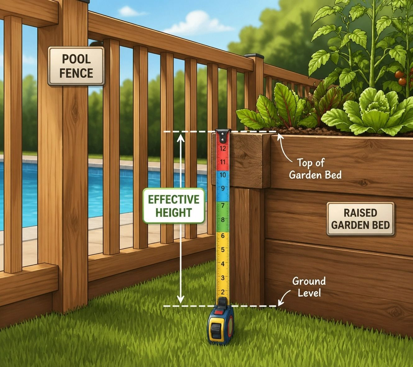 Pool Fence Beside Raised Garden — Get My Pool Certified in Burleigh Waters, QLD
