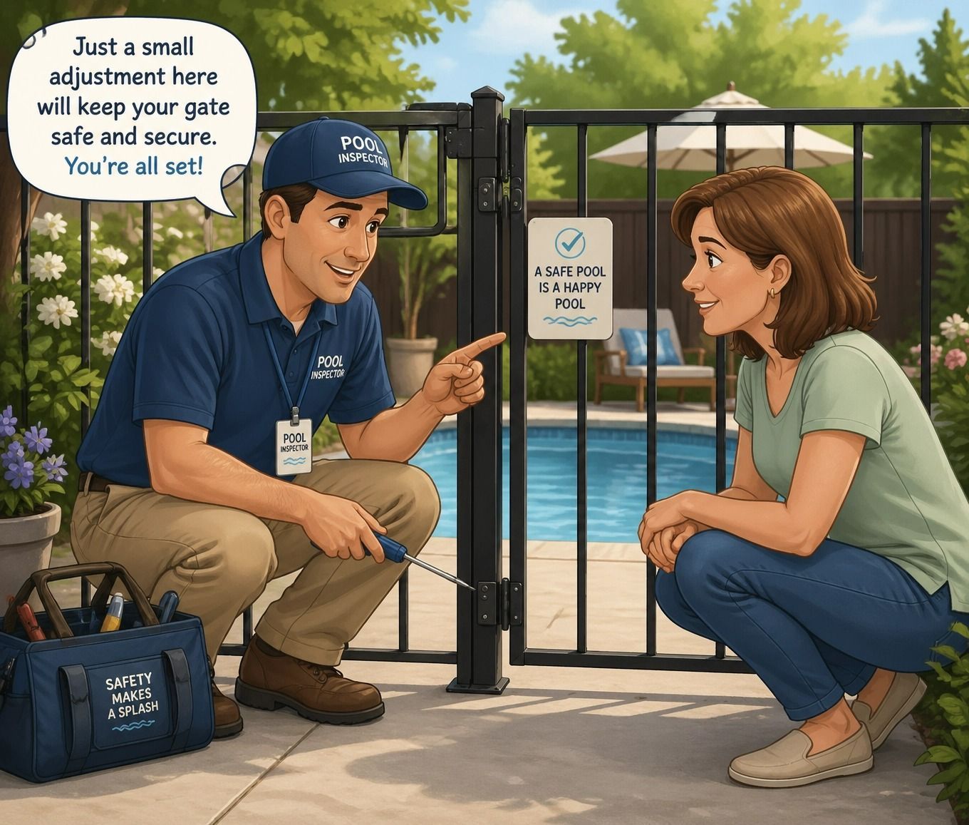 Pool Inspector Adjusting Gate Latch — Get My Pool Certified in Burleigh Waters, QLD