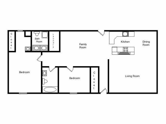 2 bed 2 bath floor plan