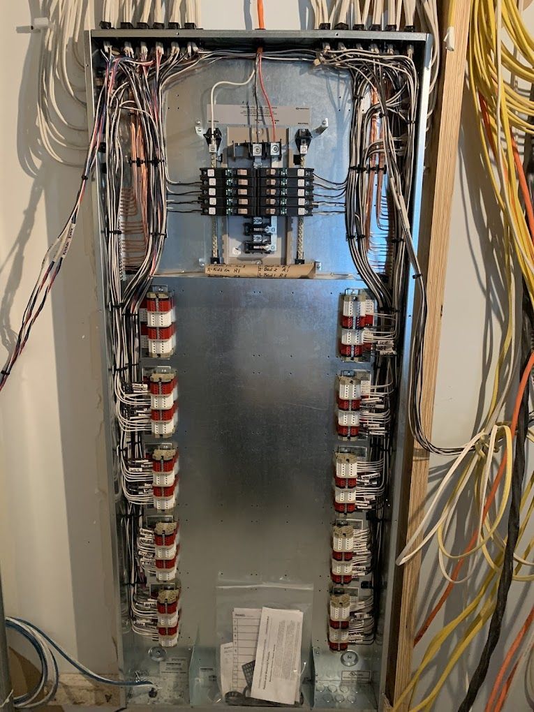 A very large electrical box with a lot of wires coming out of it.