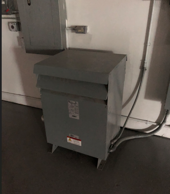 A transformer with a warning label on it