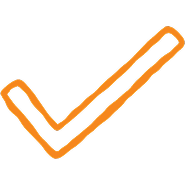 Orange hand-drawn checkmark.