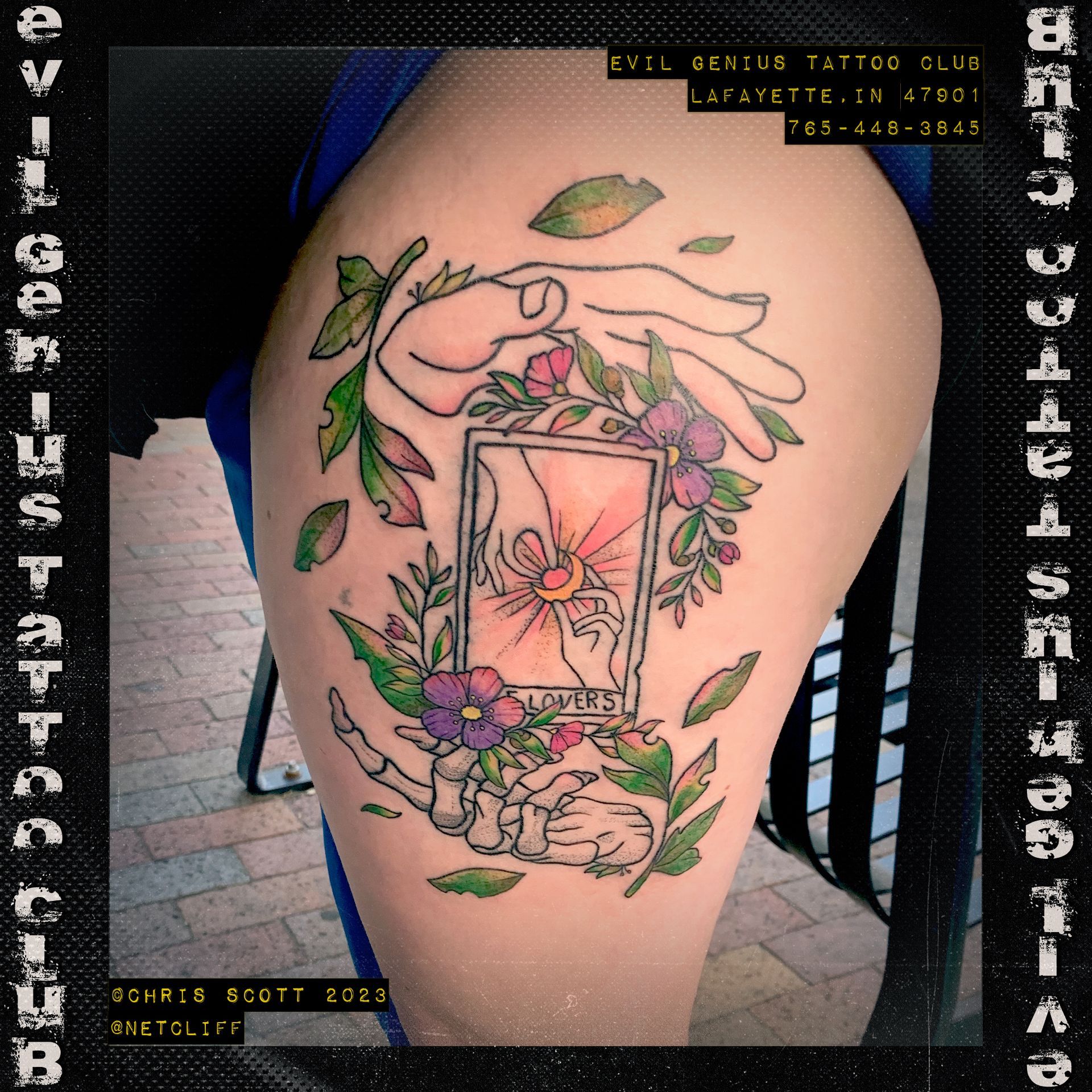 the lovers tattoo with color by Chris Scott