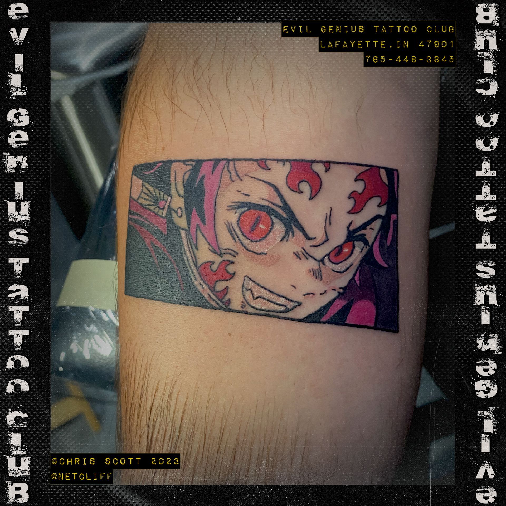 Tanjiro anime tattoo by Chris Scott