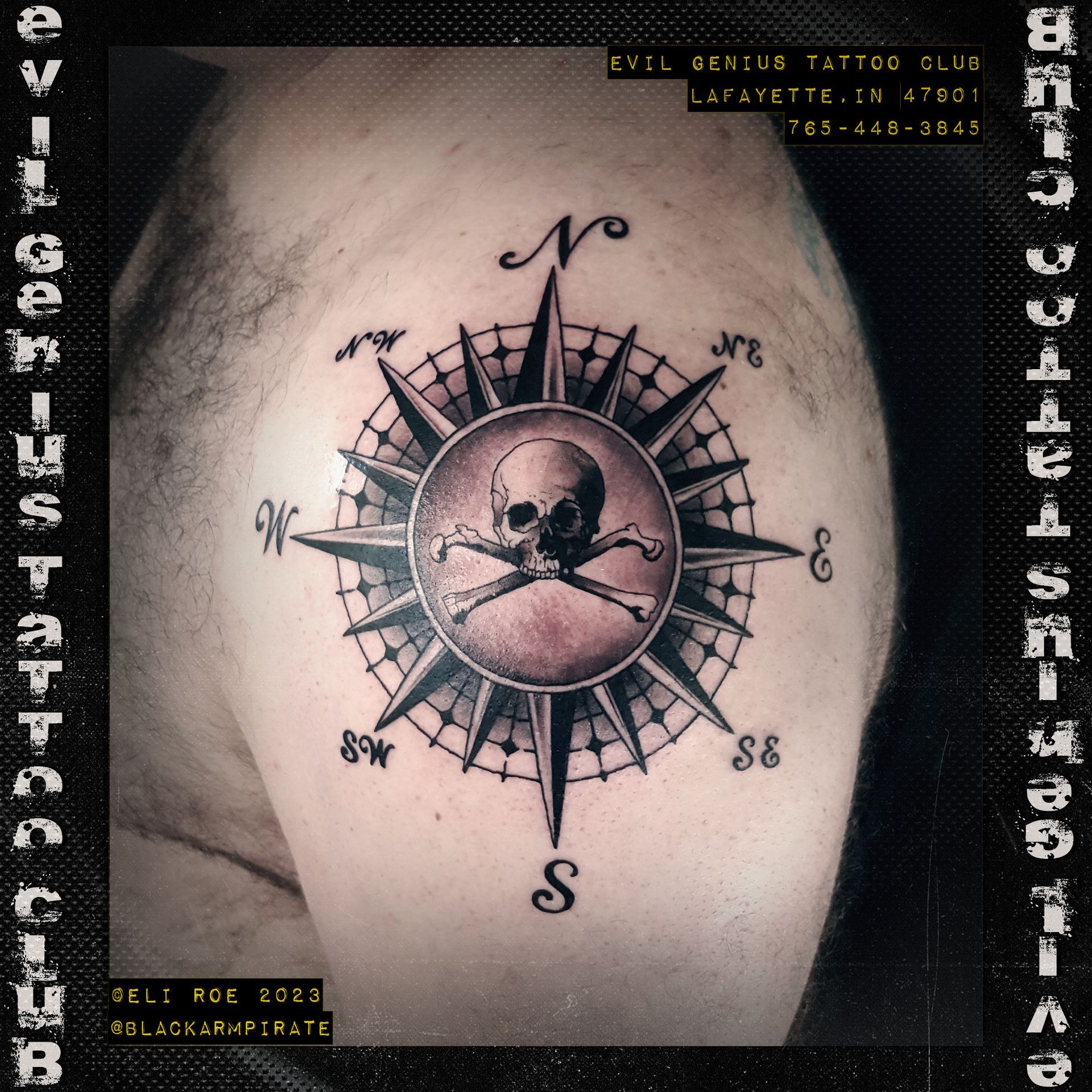 pirate compass tattoo by Eli Roe