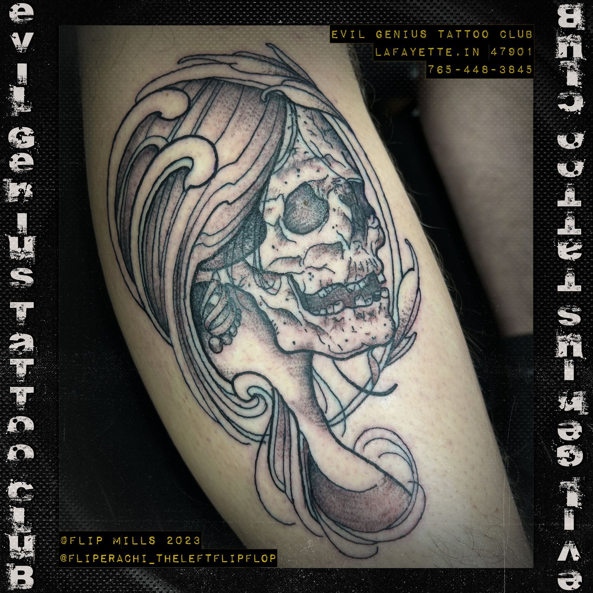 skull tattoo by Flip Mills