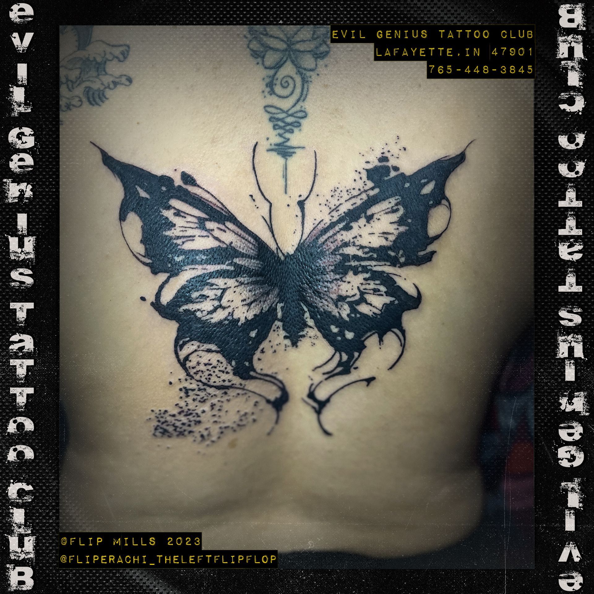 abstract butterfly tattoo by Flip Mills