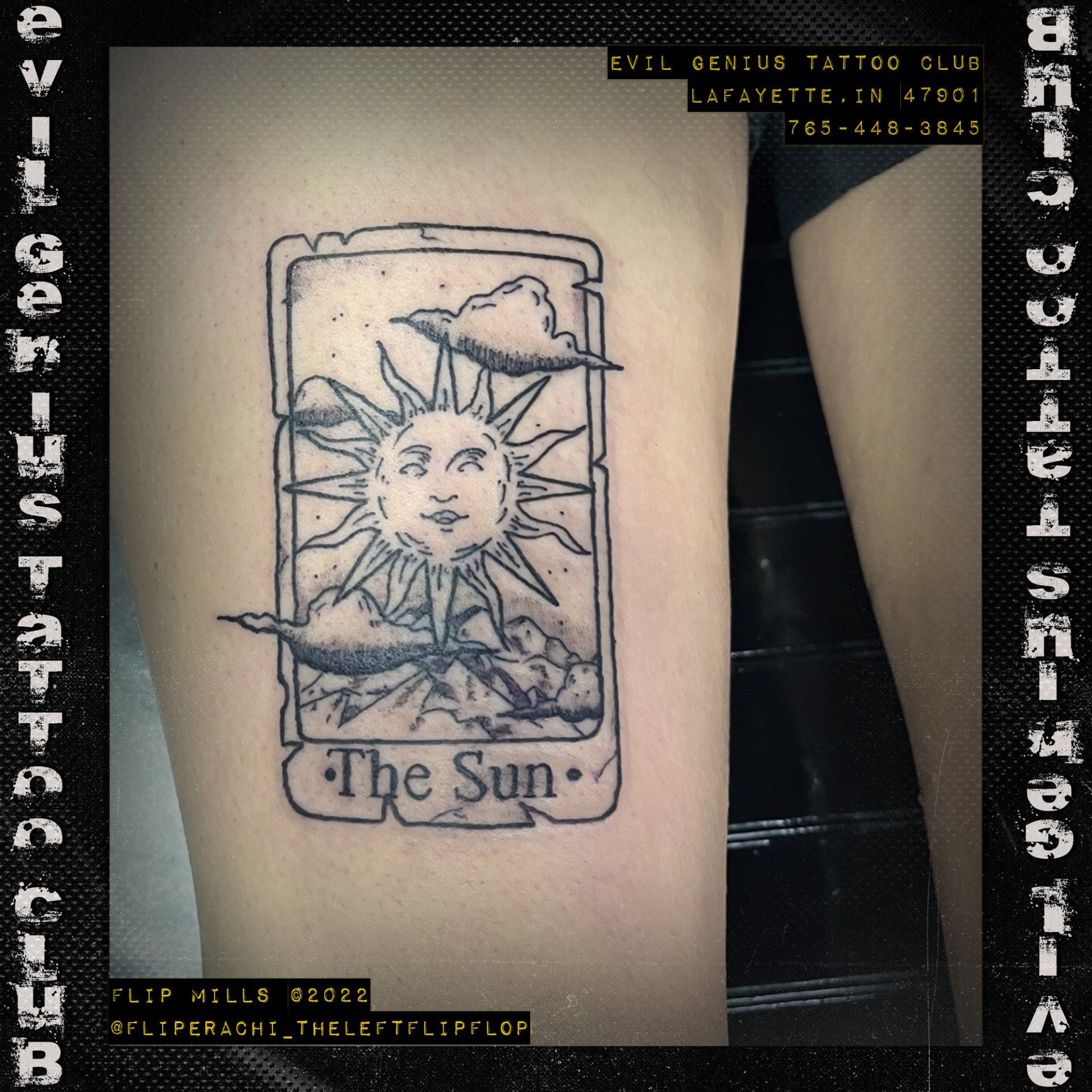 the sun tarot card tattoo by Flip Mills