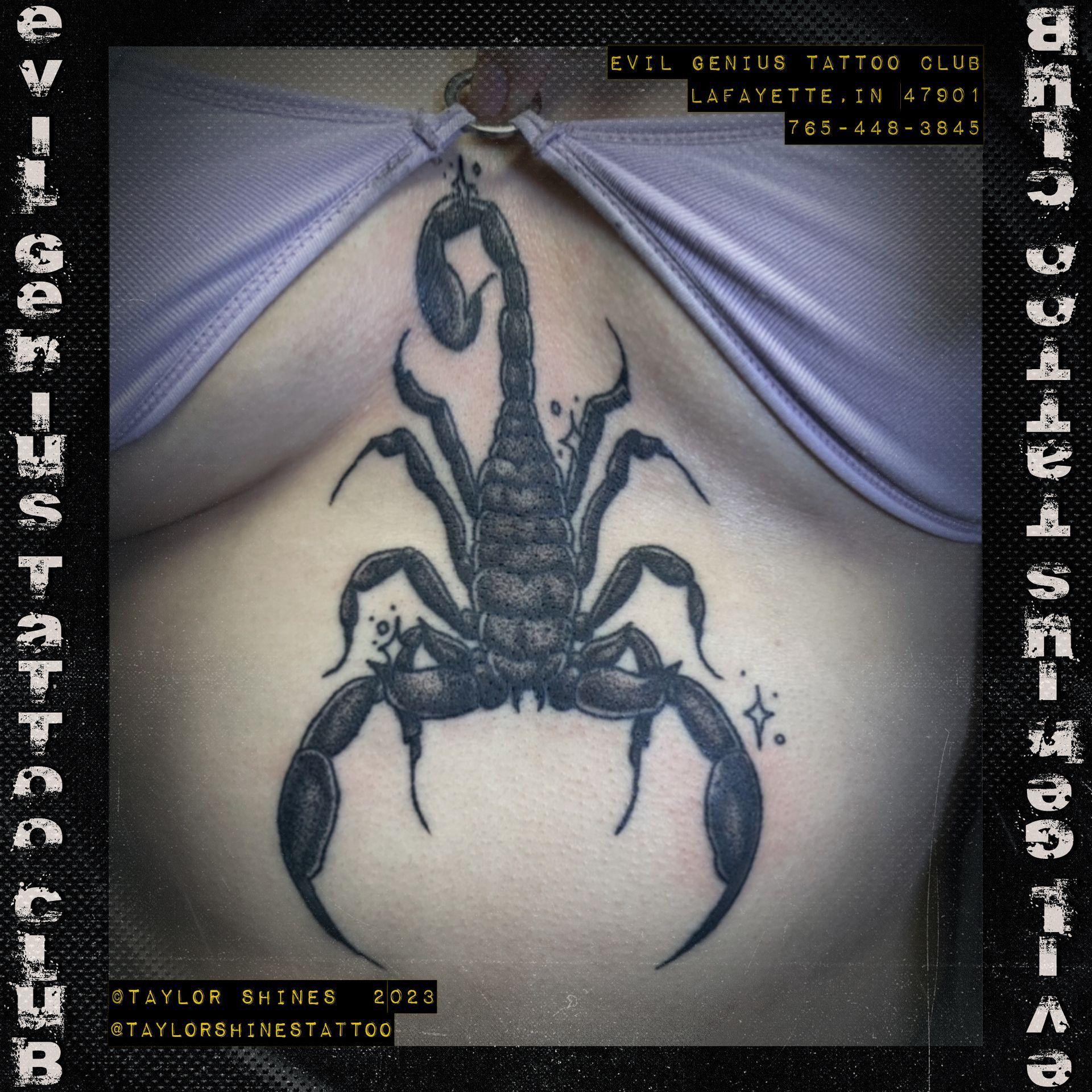 Taylor Shines scorpion tattoo