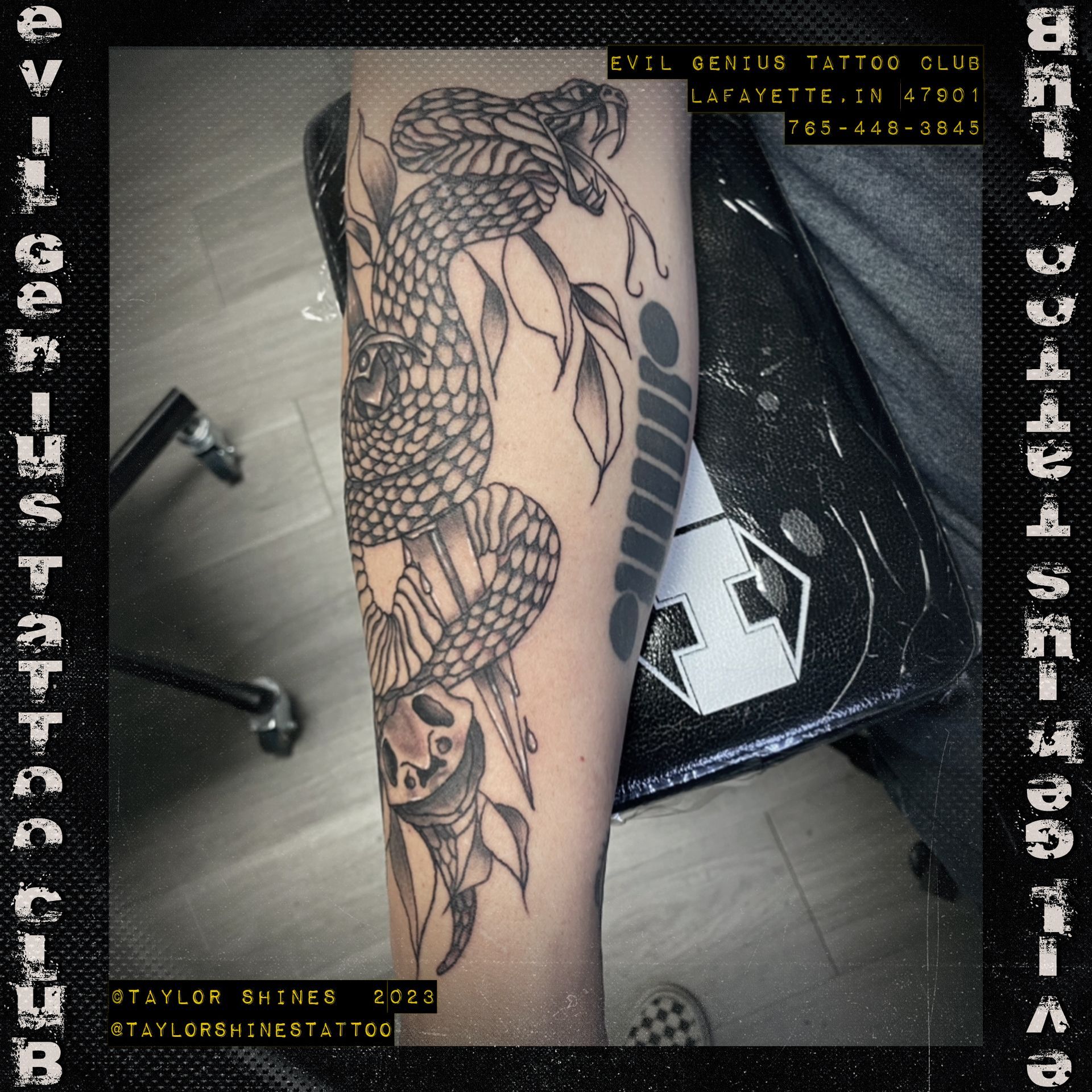 Taylor Shines snake tattoo