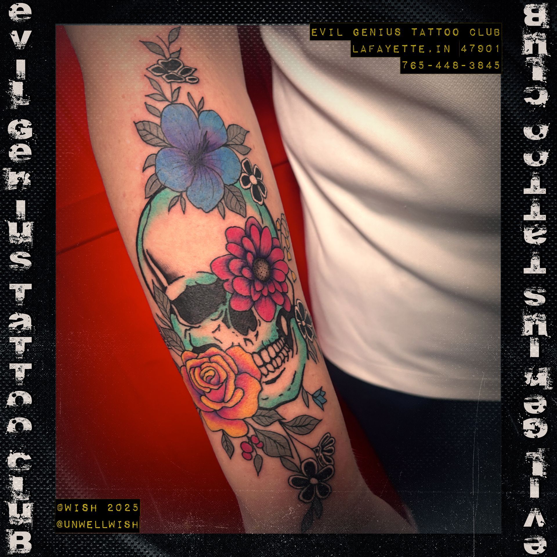 Skull with florals by Wish