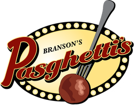 A logo for branson 's pasghetti 's with a fork and a ball of meat