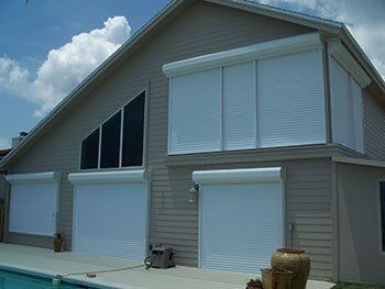 Storm shutter in a business — hurricane shutters Ormond Beach FL in Ormond Beach, FL
