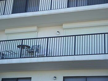 Storm shutter in a building — hurricane shutters Ormond Beach FL in Ormond Beach, FL