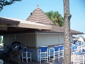 Storm shutter in a business — hurricane shutters Ormond Beach FL in Ormond Beach, FL