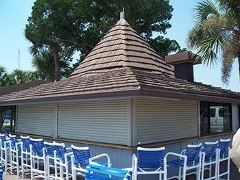 Different view of storm shutter in a business — hurricane shutters Ormond Beach FL in Ormond Beach, FL