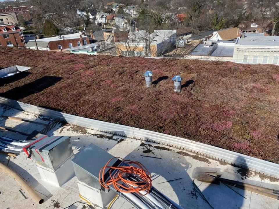 A roof with a lot of boxes on it