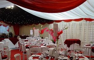 winter marquee hire with stunning table and seating arrangements