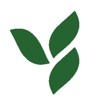 Un icono estilizado que consta de tres hojas de color verde oscuro dispuestas en un grupo apuntando hacia arriba.