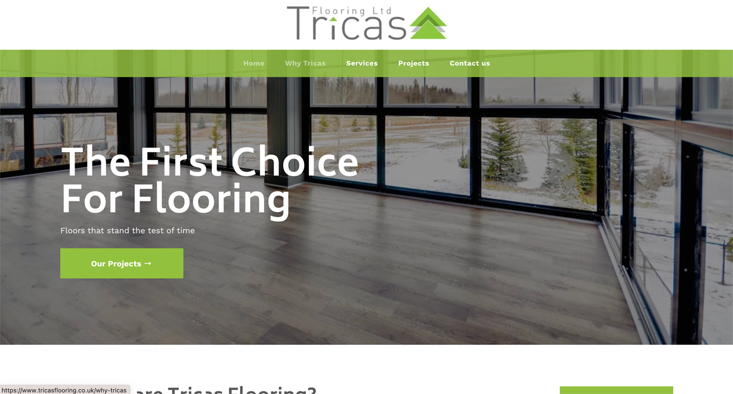 A screenshot of a website for a flooring company.