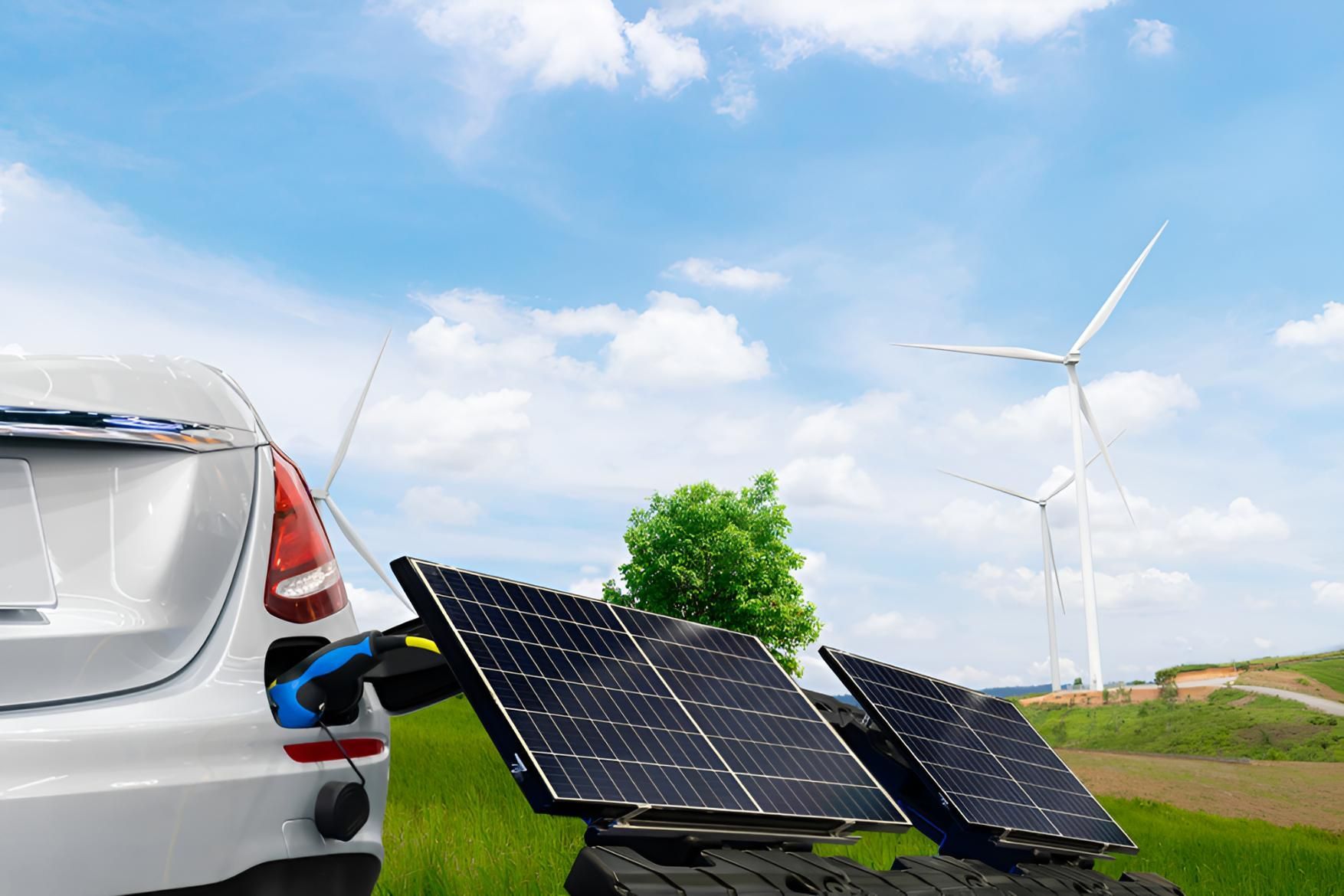 A Car Is Being Charged With Solar Panels — Stanger Automatics In Ballina, NSW