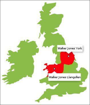 A map showing walker jones york and walker jones langollen