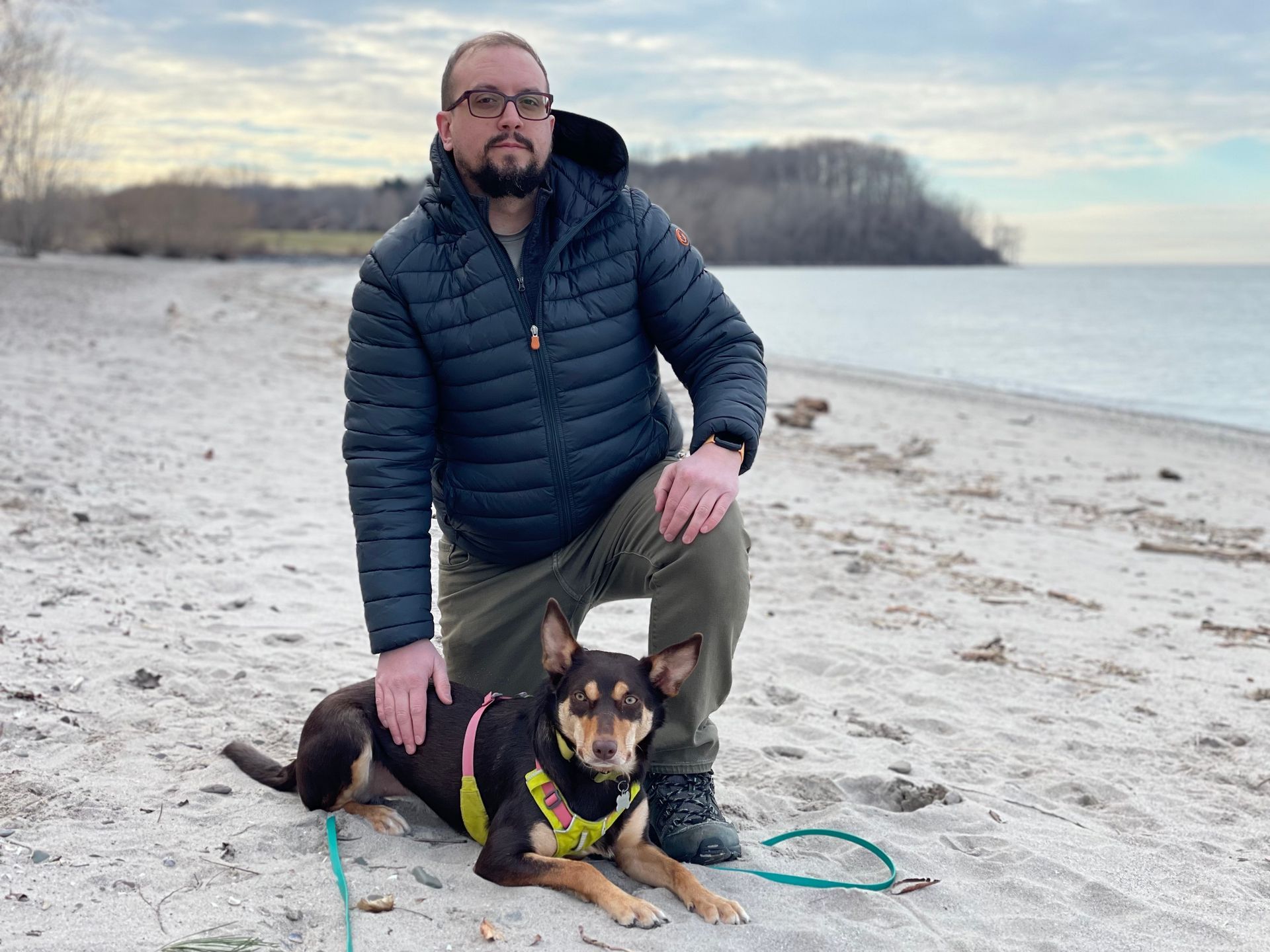 Vesper and I, admiring the winter beauty of Lake Ontario's shoreline.
