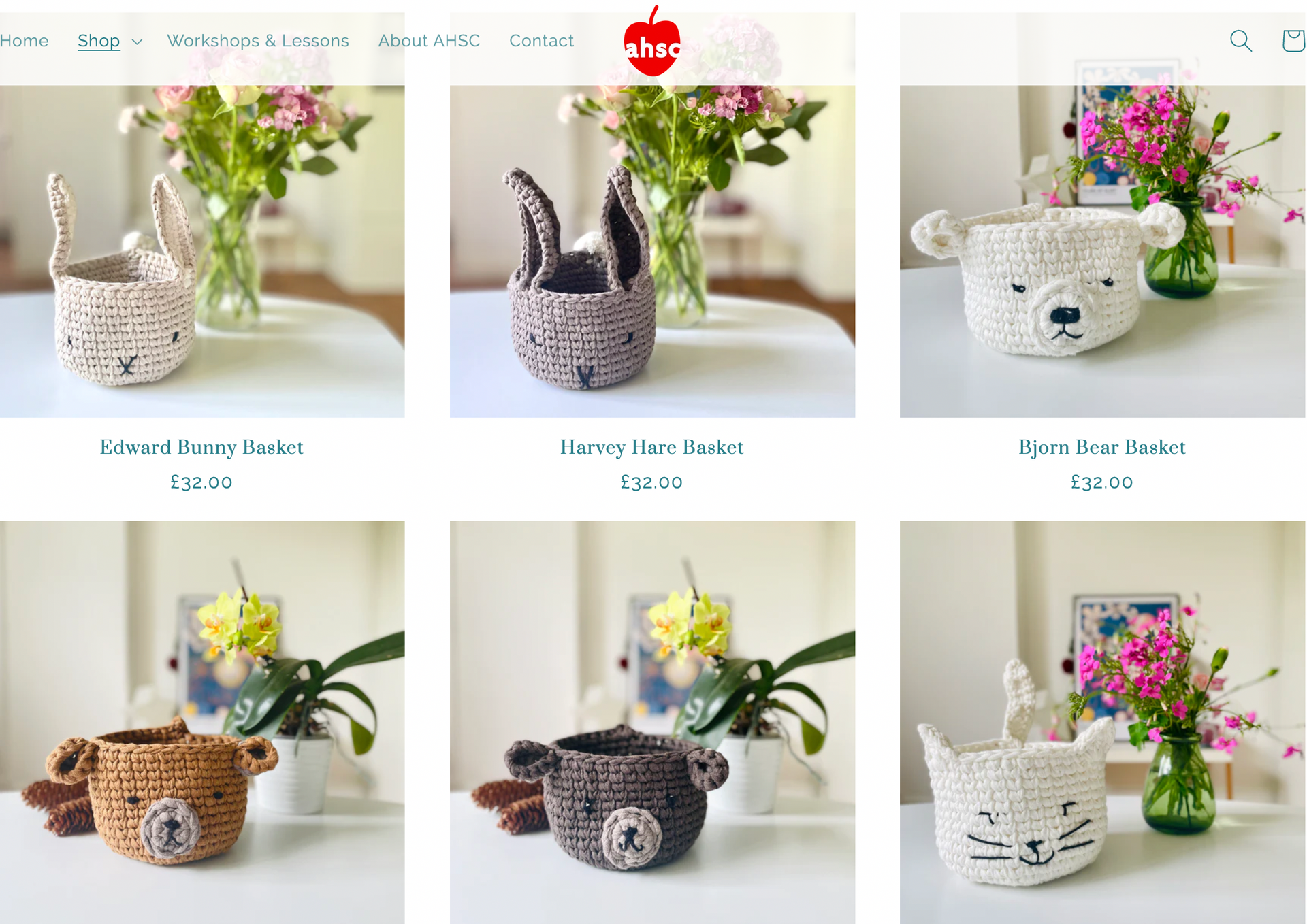 Baskets in the shape of cute animals