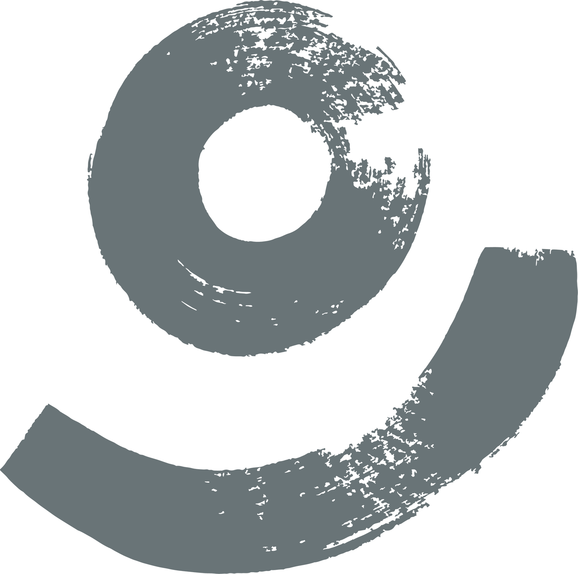 A gray circle with a hole in the middle on a white background