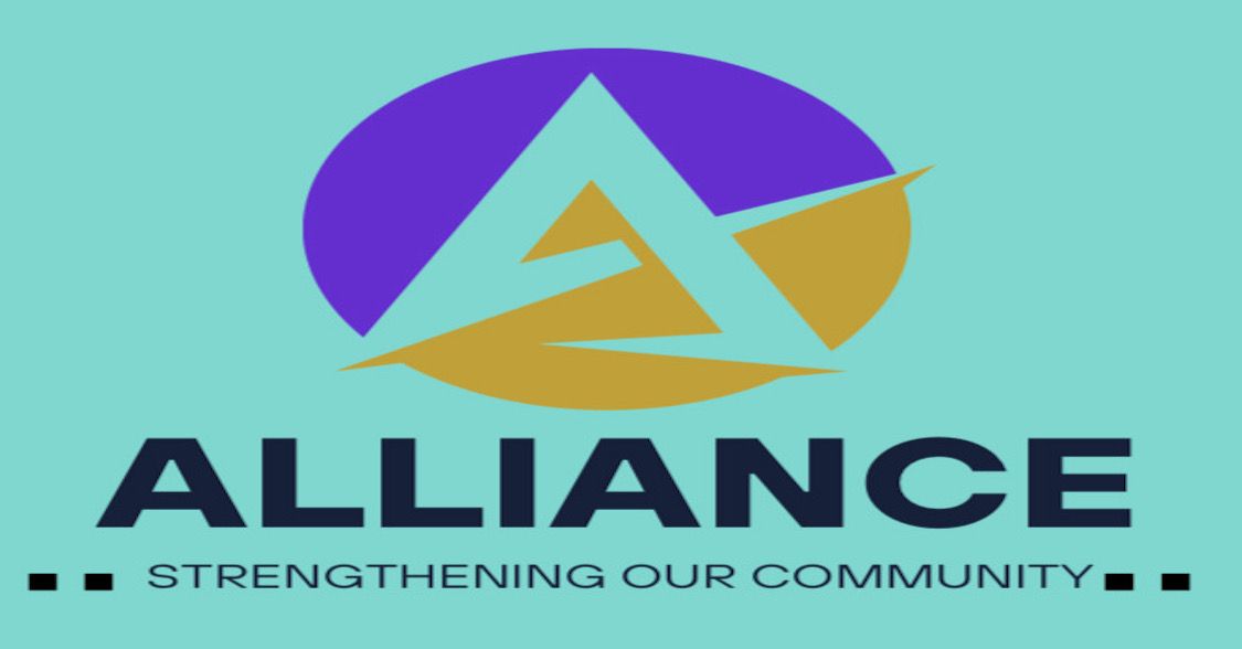 A logo for alliance strengthening our community